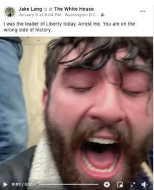 A photo of Jake Lang from his Facebook where he calls himself "the leader of Liberty."