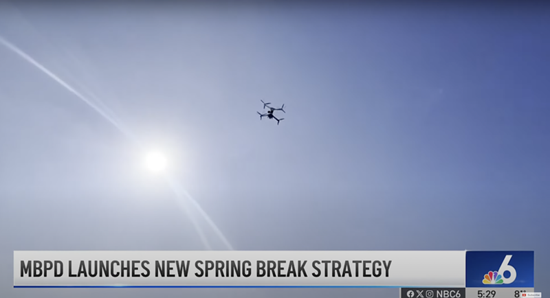 Image: A Miami Beach Police Department drone in the sky, as captured by NBC 6 South Florida.